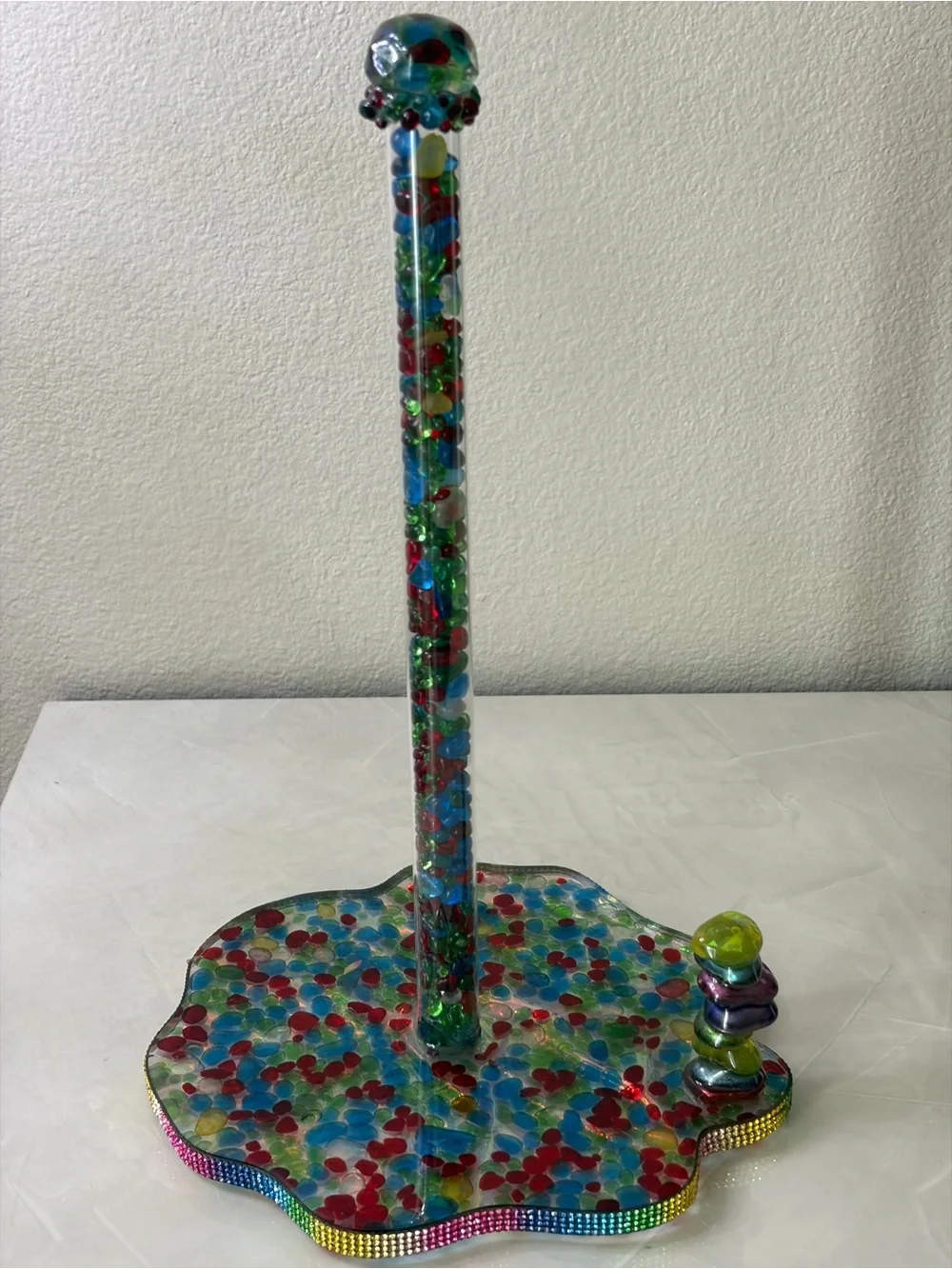 Multicolor Glass Bead Paper Towel Holder - Decorative Home Accent